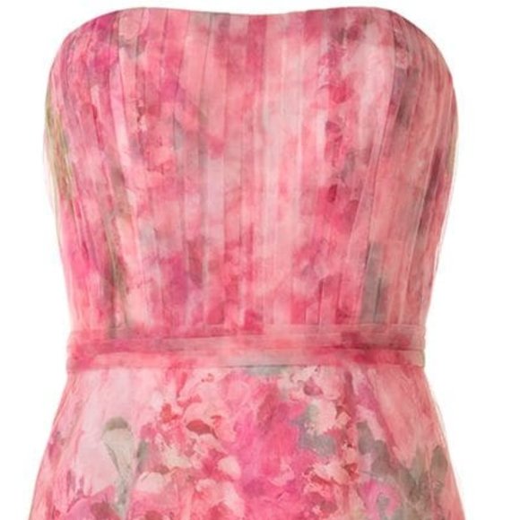 Marchesa Notte Pink Floral Strapless Ruffled Gown Size 6 $900 Barbie core NWT - Picture 7 of 7